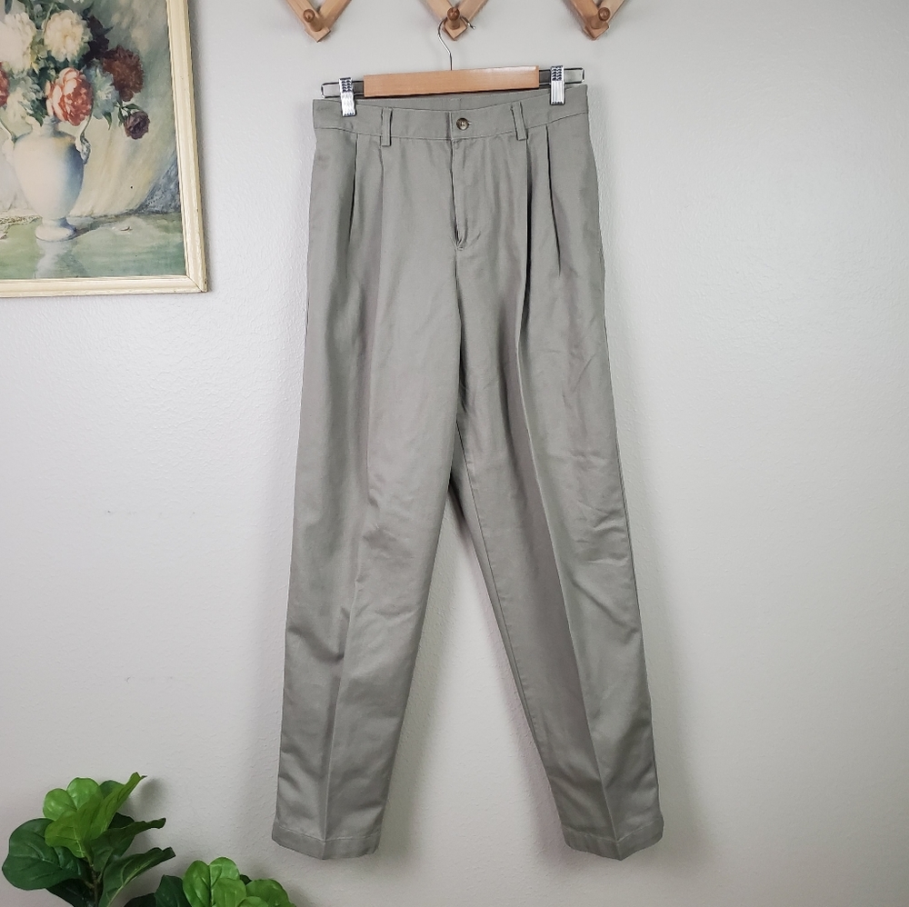 80s high rise pleated khaki womens taper leg pants